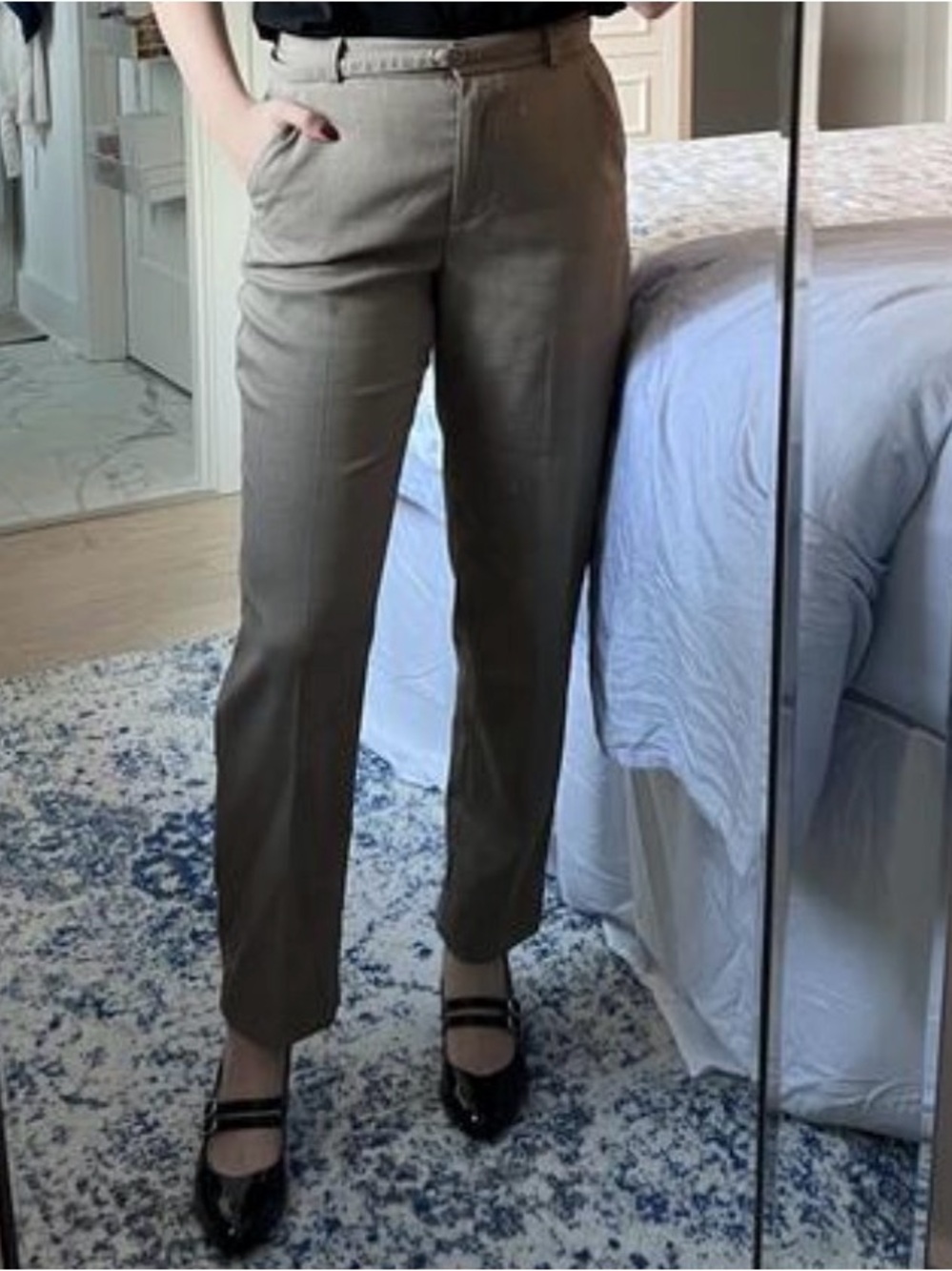 A&F High Rise belted ankle straight pants 31LONG